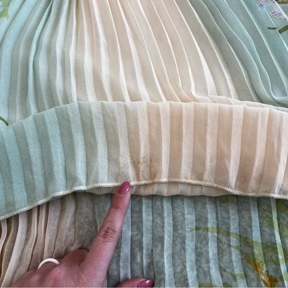 Boho Floral Print Pleated Festival Maxi Skirt Corset Belt Sz L - Picture 10 of 11